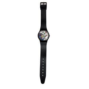 M&Ms Blue Man Watch Black Plastic Band Analog Watch Saxaphone Player